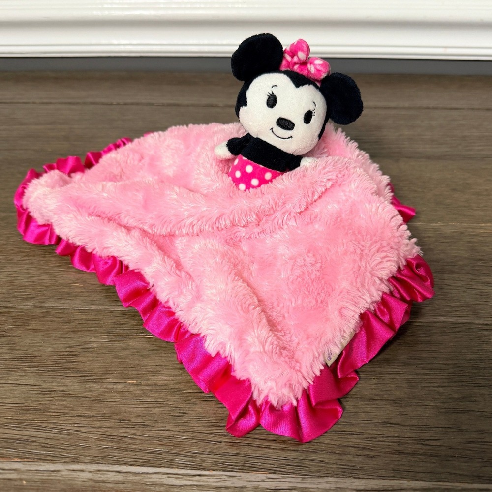 Disney Minnie Mouse Hallmark Pink Plush Lovey Security Blanket Satin